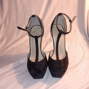 VICTORIA’S SECRET COLIN STUART BLACK STRAPPY HEELS — SIZE 7.5